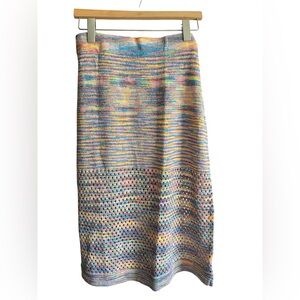 Vibrant Multi Color Crocheted Midi Skirt from Anniewear